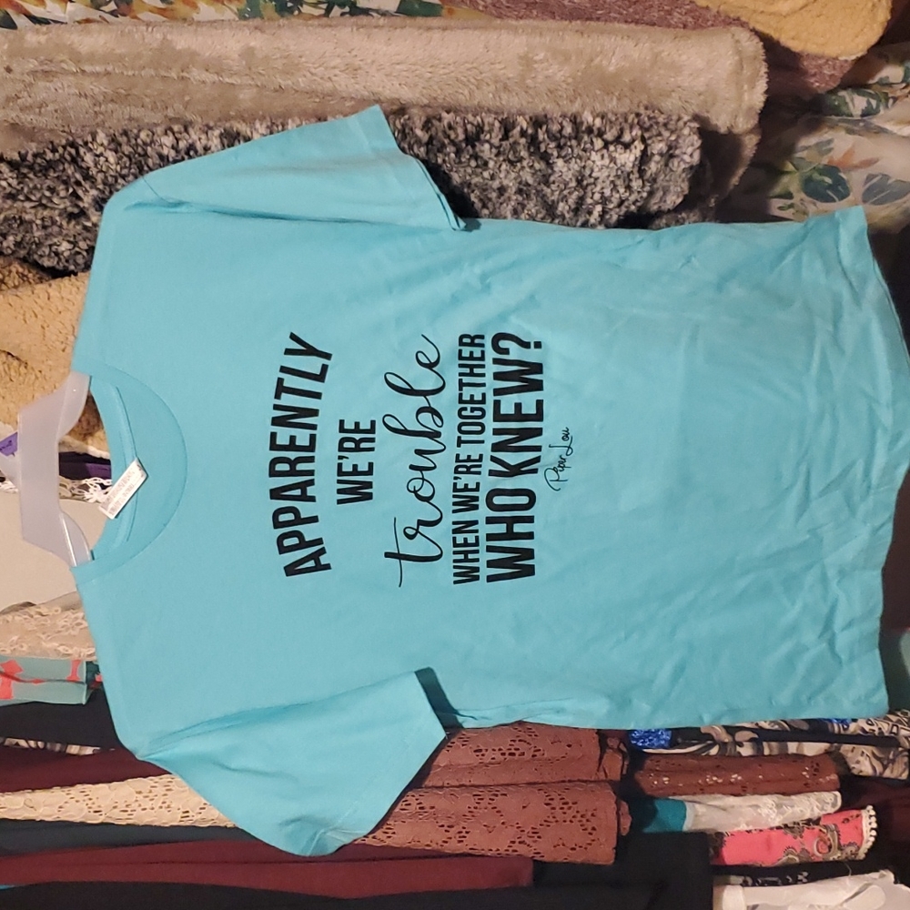 NWOT Friends Funny sassy trouble t shirt top Large